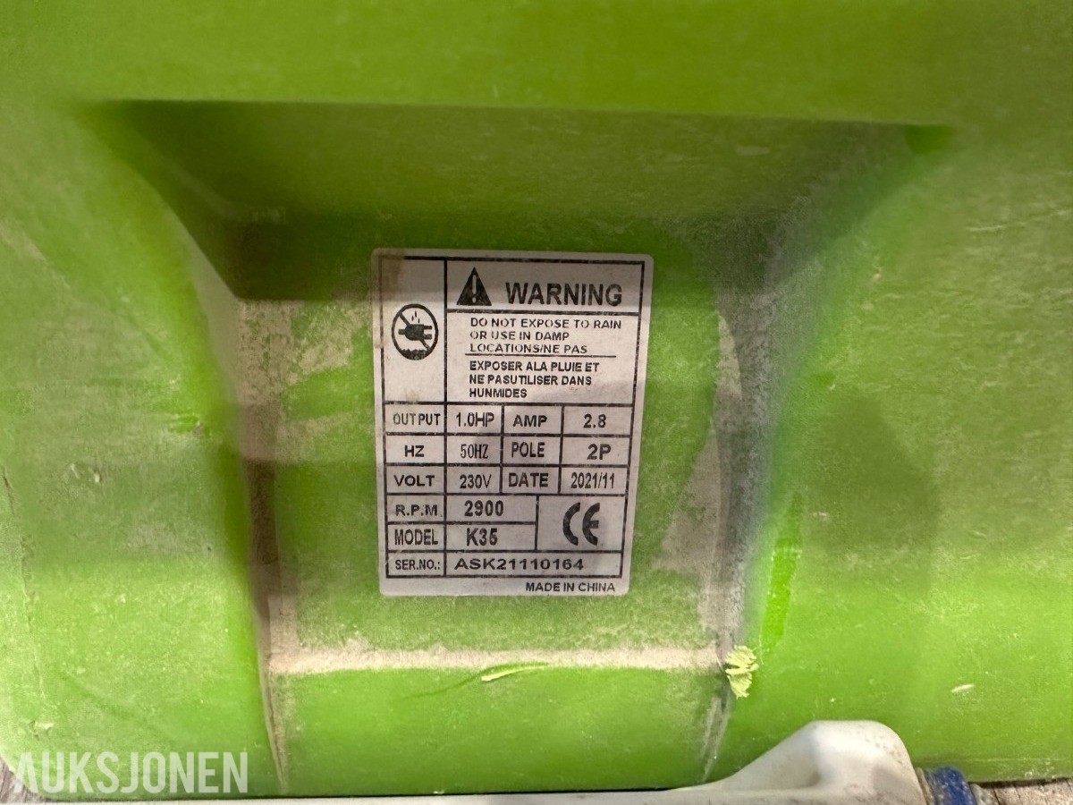 Dustec K35 byggventilator, Eibenstock EBS 1802 betongsliper og verktøy