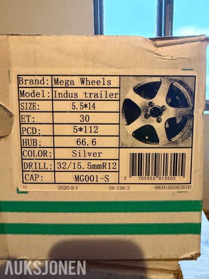 2020 Mega wheels Indus trailer, 2 stk nye felger