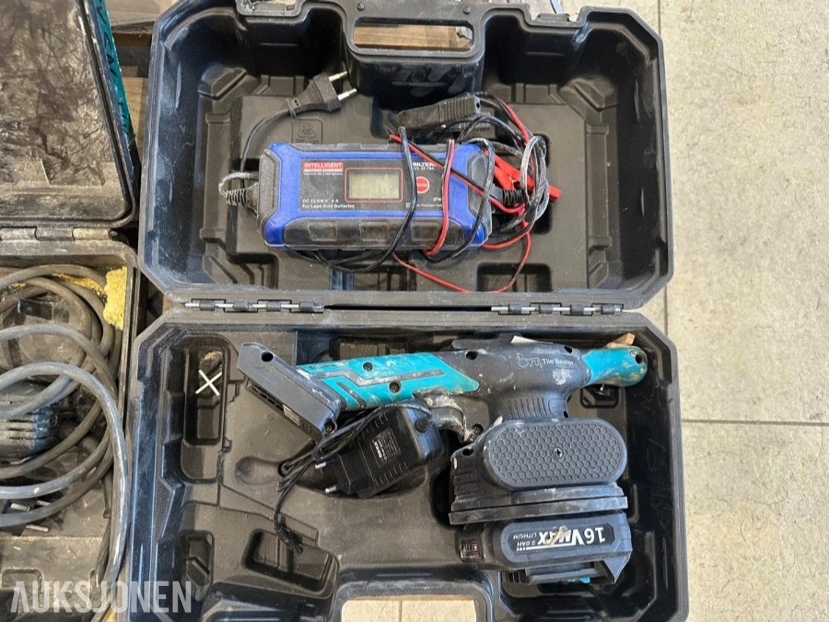 Makita verktøyparti med batteriverktøy, stikksag og fliskutter