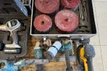 Verktøyparti med Makita, kjernebor og batteriverktøy