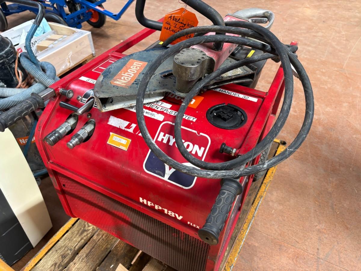 Hycon HPP18V hydraulikkaggregat med hydraulisk sag og HH23 meiselhammer