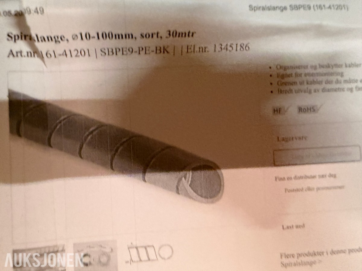HELLERMANNTYTON SBPE9 SPIRALBESKYTTELSE – 3 UBRUKTE PAKKER / TOTALT 90 METER