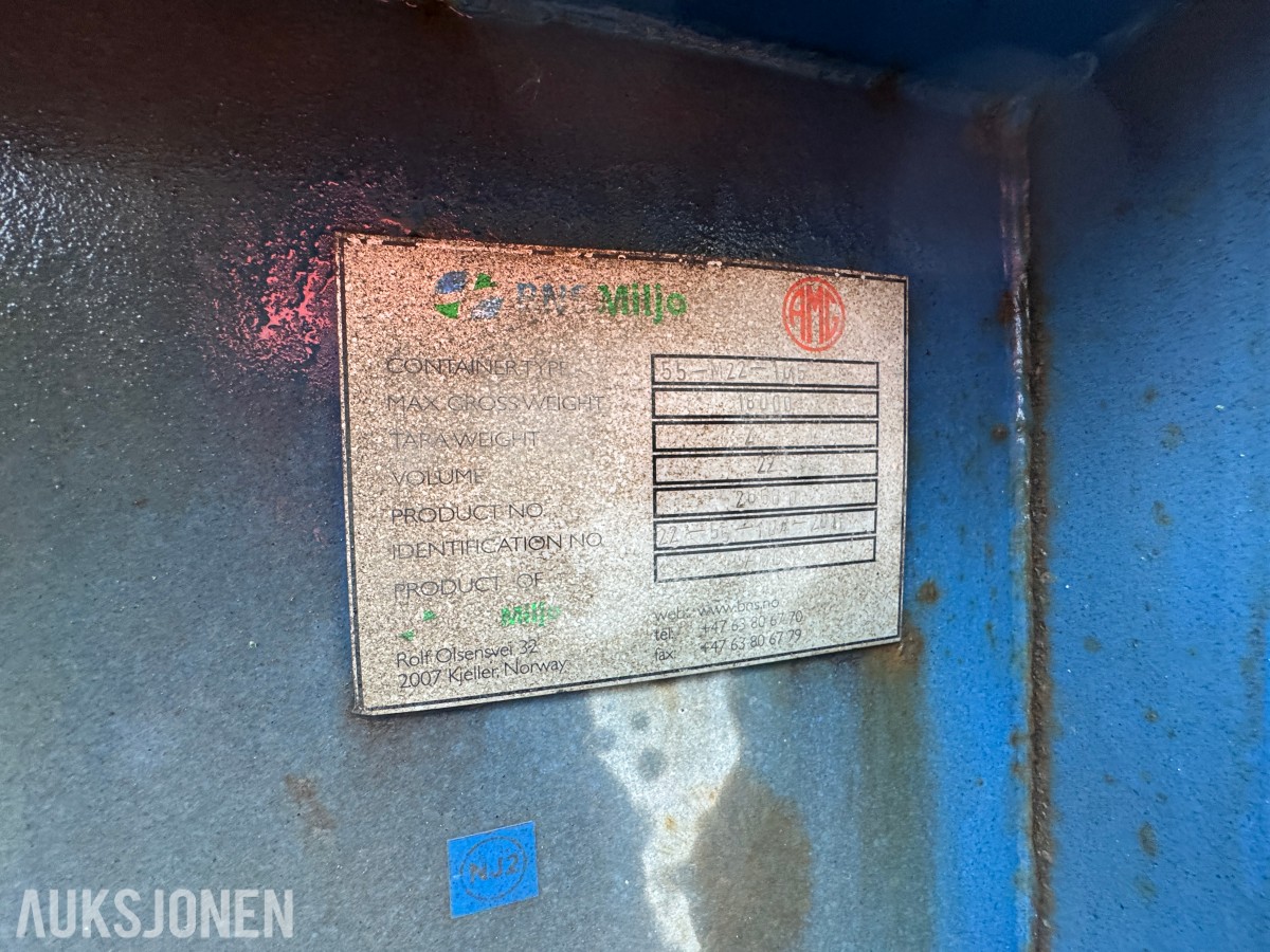 6 meter slamcontainer Krok – 22 m³ – BNS Miljø