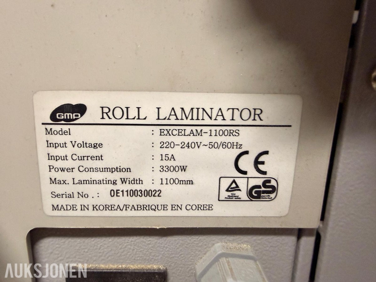 GMP Excelam 1100RS rullelaminator – 1100 mm arbeidsbredde