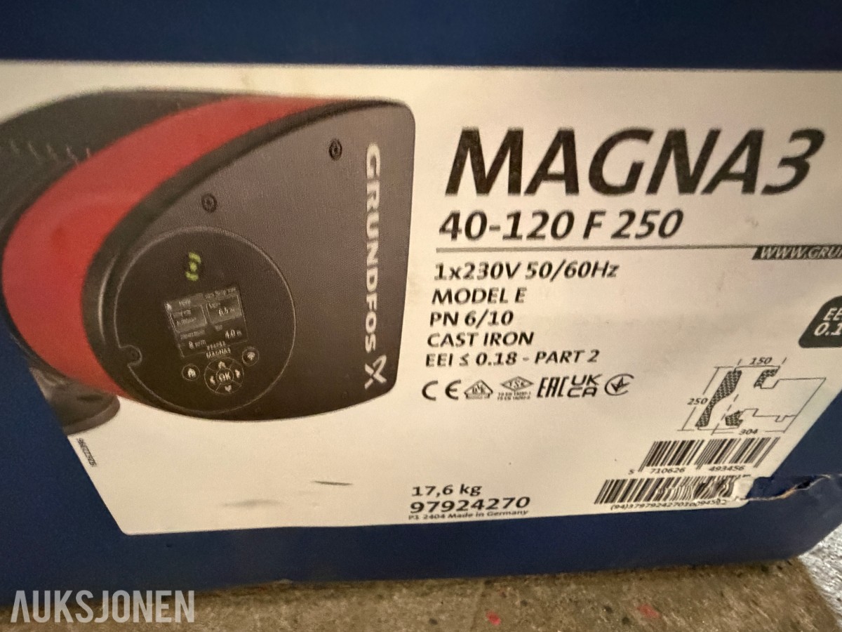 Grundfos MAGNA3 40-120 F 250 sirkulasjonspumpe - 230V - Originalkasse