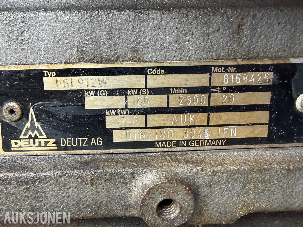 Deutz F6L912W 6-sylindret luftkjølt dieselmotor – 65 kW – 2300 o/min