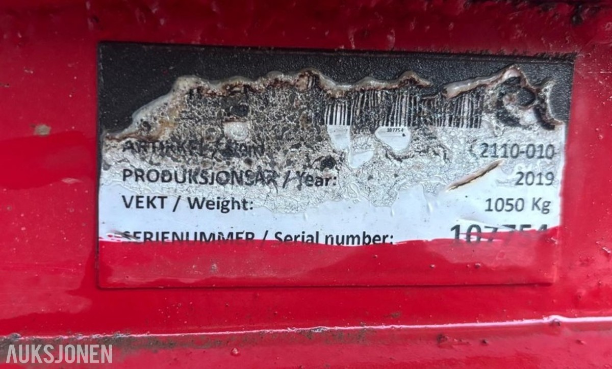 2019 Dalen 2110-010 - Totrinns snøfres med hydraulisk kantvinge - trepunktsfeste med HMV ramme - Arbeidsbredde 251-280 cm 