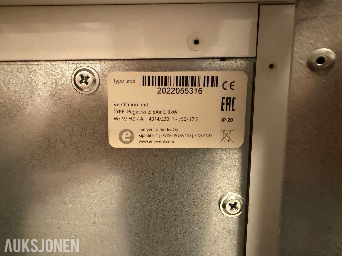 5 stk. ventilasjonsaggregater - Exvent Pegasos og Pelican Z eAIR E
