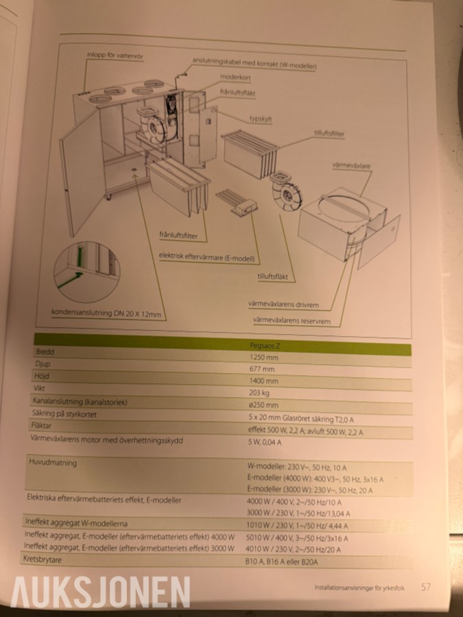 5 stk. ventilasjonsaggregater - Exvent Pegasos og Pelican Z eAIR E