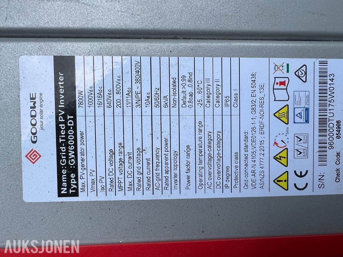 2026 Goodwe GW6000-DT, 6 kw Grid Tied PV inverter