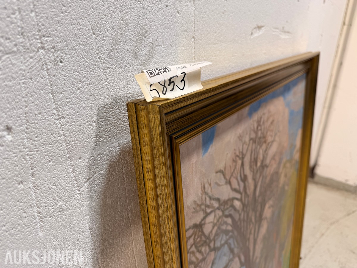 1981 Maleri Hroar Scheibler (1921 - 2011), 2 i skogen