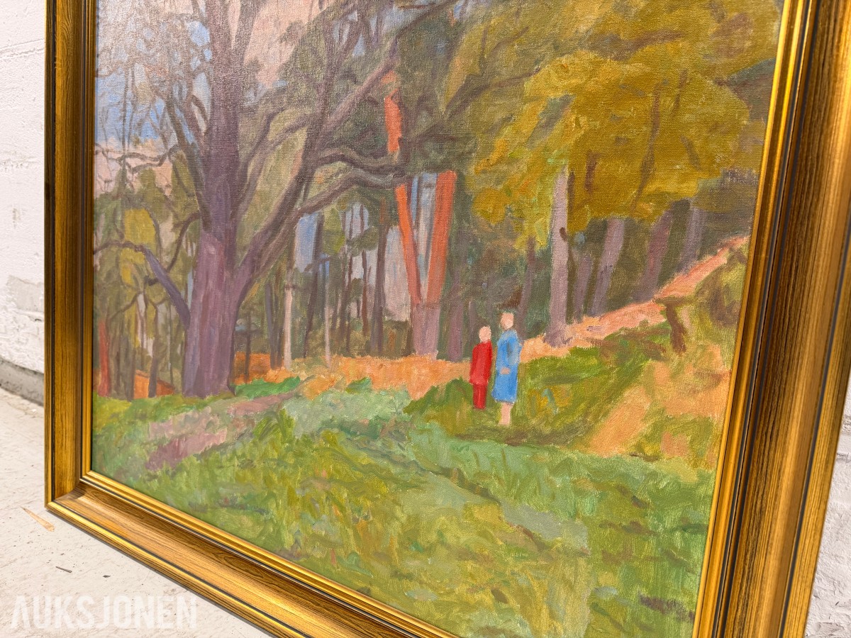 1981 Maleri Hroar Scheibler (1921 - 2011), 2 i skogen