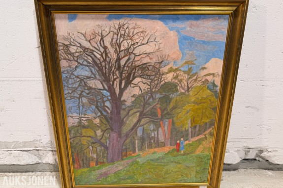 1981 Maleri Hroar Scheibler (1921 - 2011), 2 i skogen