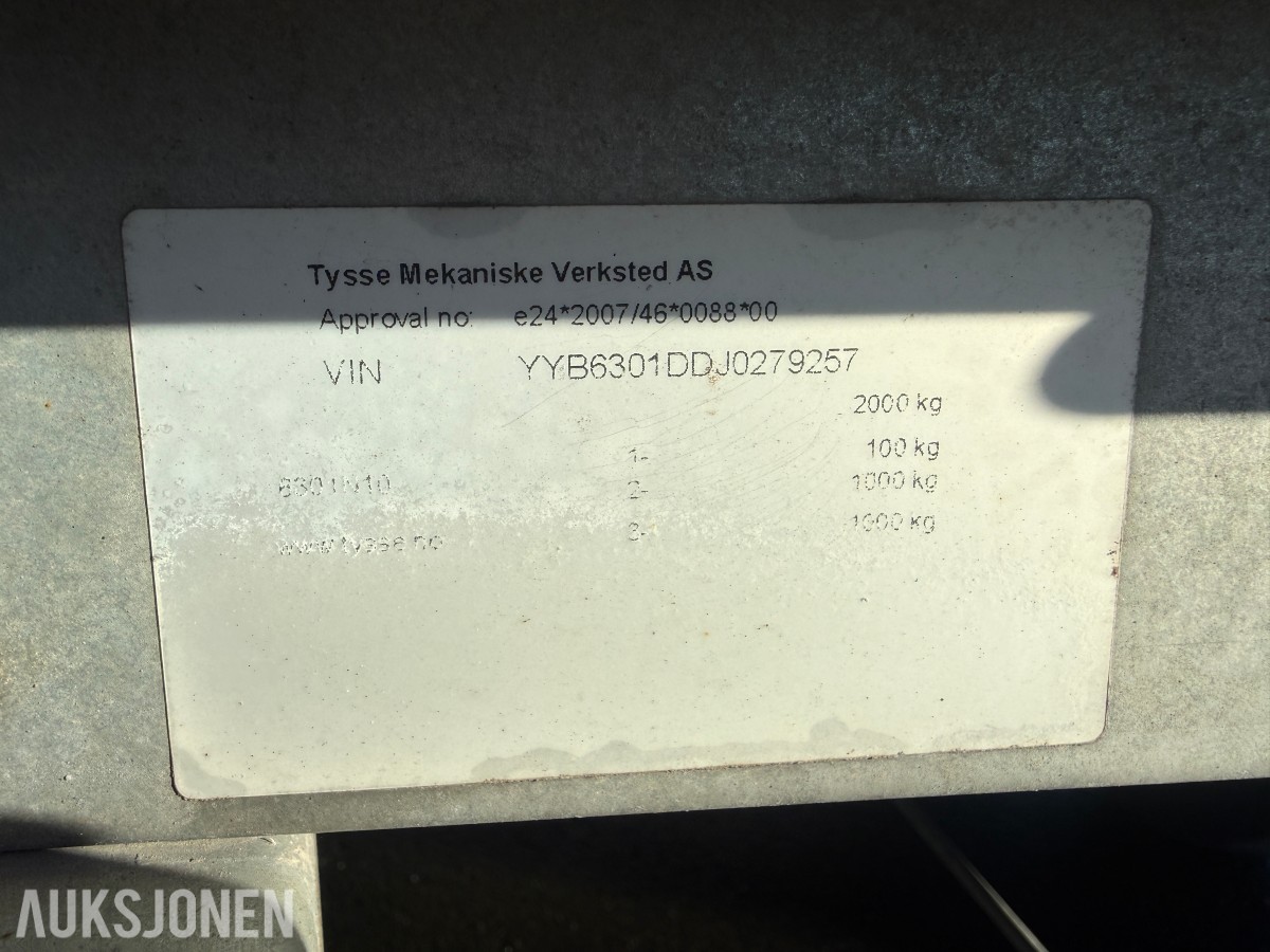 2019 Tysse 6301 varehenger 2000 kg med plastlokk