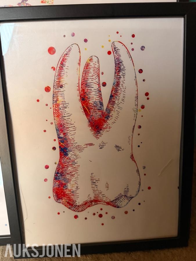 2025 Kunstsamling bilder med tannlege-/dentalmotiv selges samlet