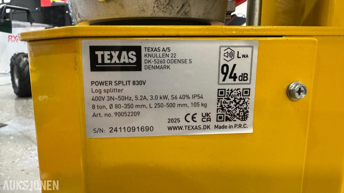 2024 Texas Power Split Vedkløyver - 830V - 400V