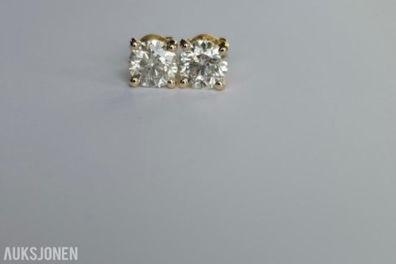 1.81CT ENSTENS DIAMANTØREDOBBER I 14K GULL. NATURLIGE DIAMANTER! TAKSTBREV OG SERTIFIKAT!