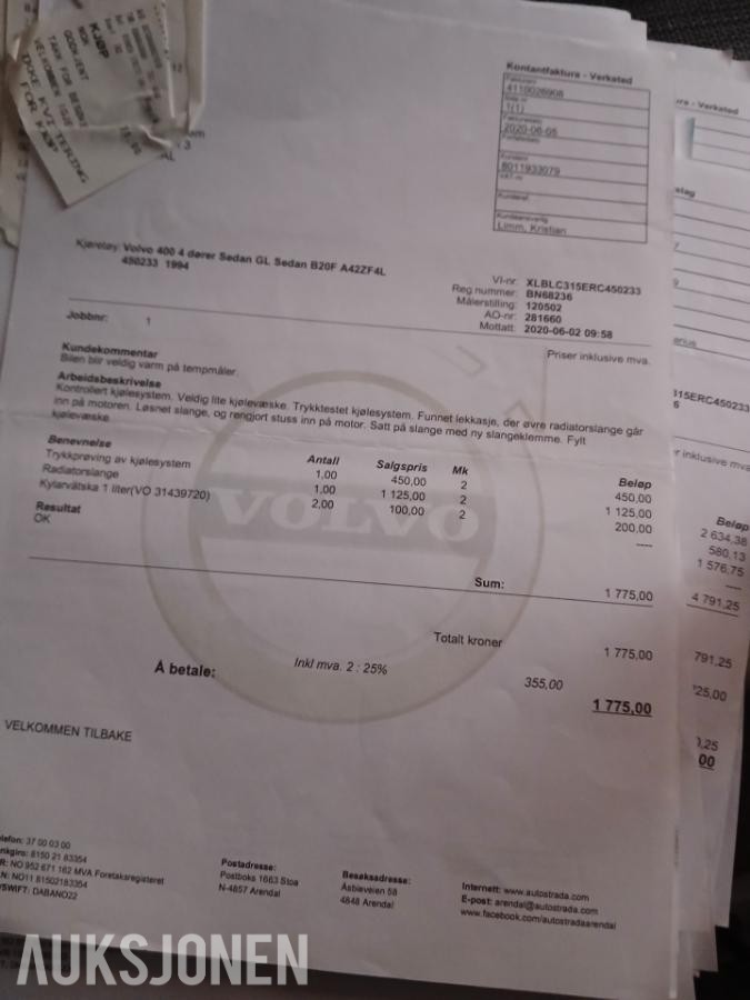 1994 VOLVO 460 GL AUTOMAT S+V DEKK EU OK TIL 01.2029