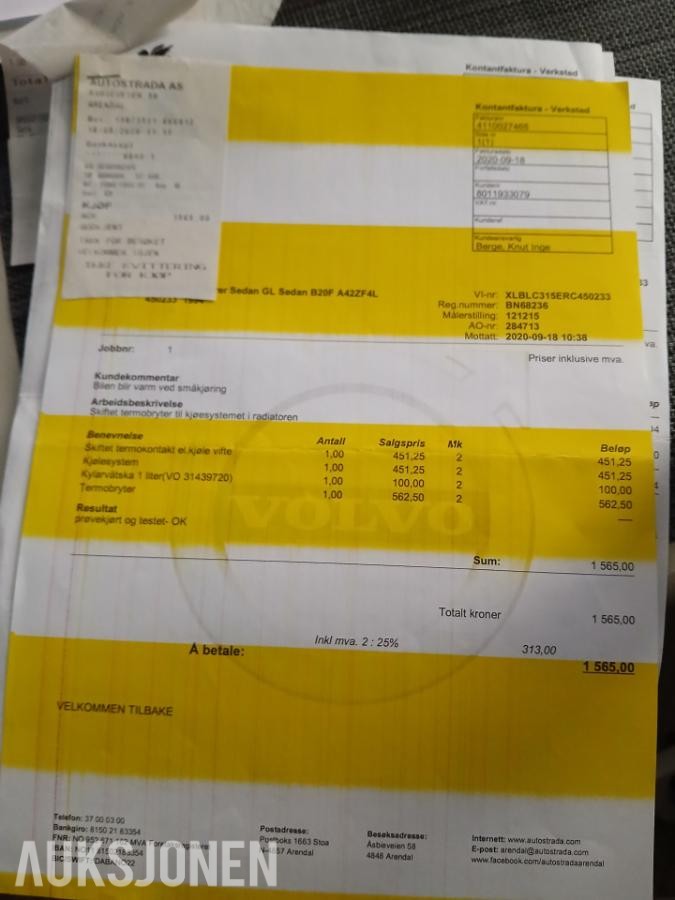 1994 VOLVO 460 GL AUTOMAT S+V DEKK EU OK TIL 01.2029