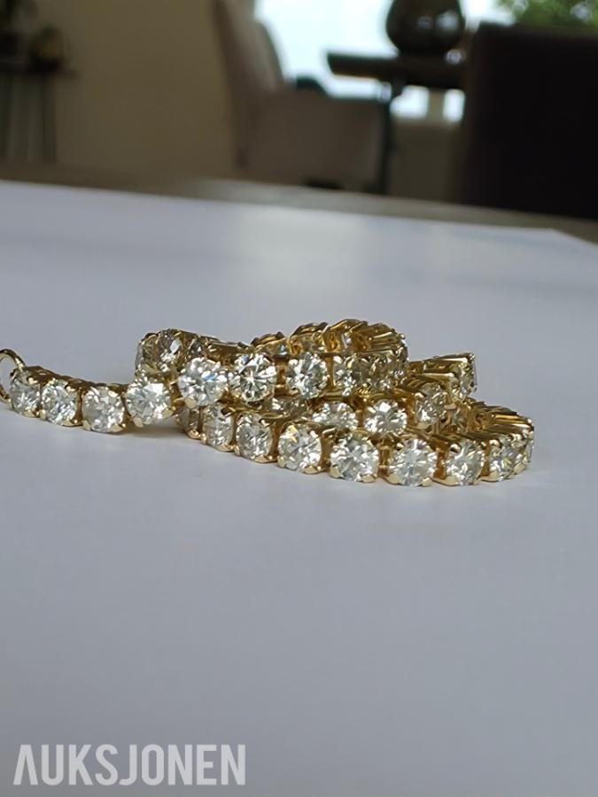 4.63CT DIAMANTARMBÅND I 14K GULL. NATURLIGE DIAMANTER! TAKSTBREV OG SERTIFIKAT!