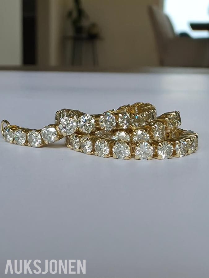 4.63CT DIAMANTARMBÅND I 14K GULL. NATURLIGE DIAMANTER! TAKSTBREV OG SERTIFIKAT!