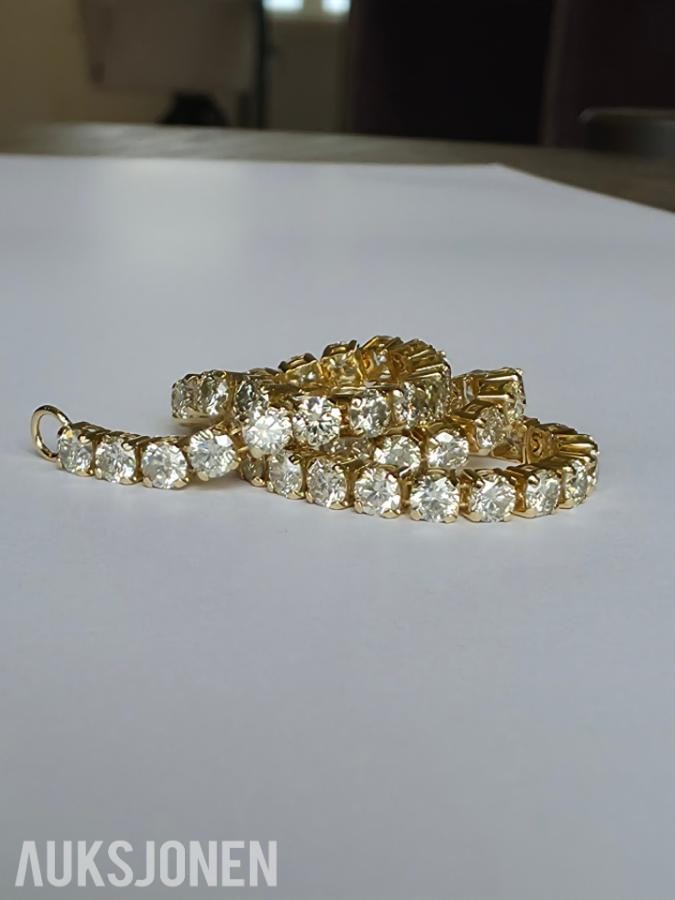 4.63CT DIAMANTARMBÅND I 14K GULL. NATURLIGE DIAMANTER! TAKSTBREV OG SERTIFIKAT!