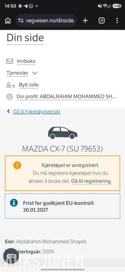2009 Mazda CX-7 2.2 173hk 4WD HENGERFESTE S+V DEKK RYGGEKAMERA