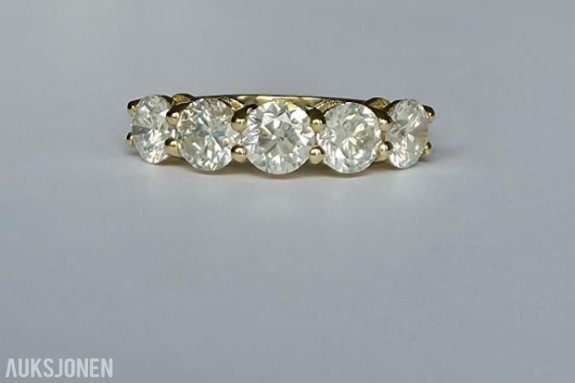 2.01CT ALLIANSE DIAMANTRING I 14K GULL. NATURLIGE DIAMANTER! TAKSTBREV OG SERTIFIKAT!