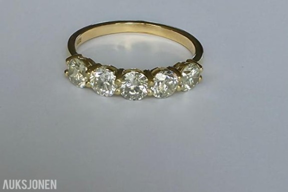1.52CT ALLIANSE DIAMANTRING I 14K GULL. NATURLIGE DIAMANTER! TAKSTBREV OG SERTIFIKAT!