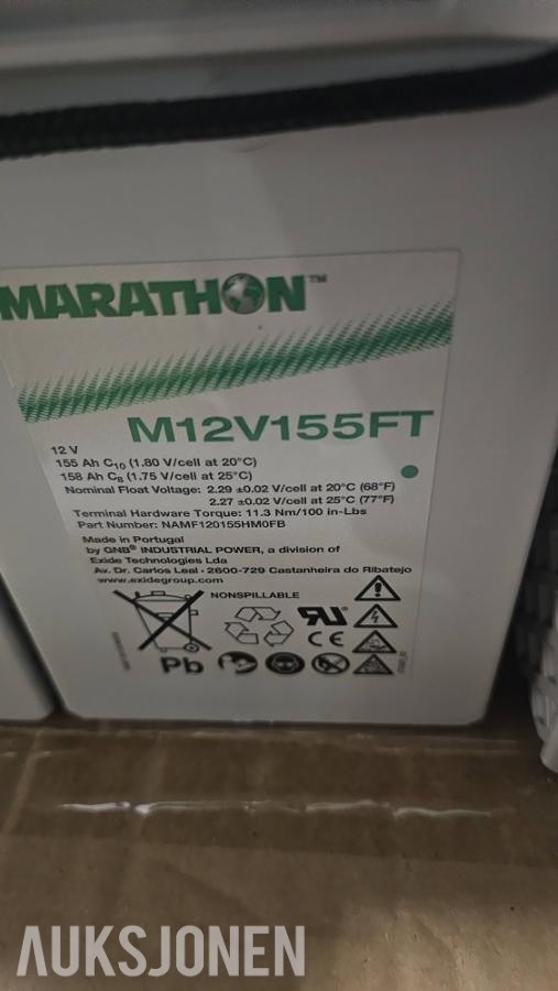 4 stk -Marathon M12V155FT – 12V / 155Ah batterier