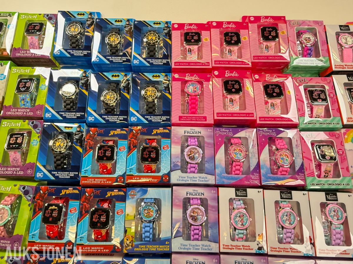Stort parti barneklokker – Pokémon, Frozen, Spider-Man, Minecraft, Barbie