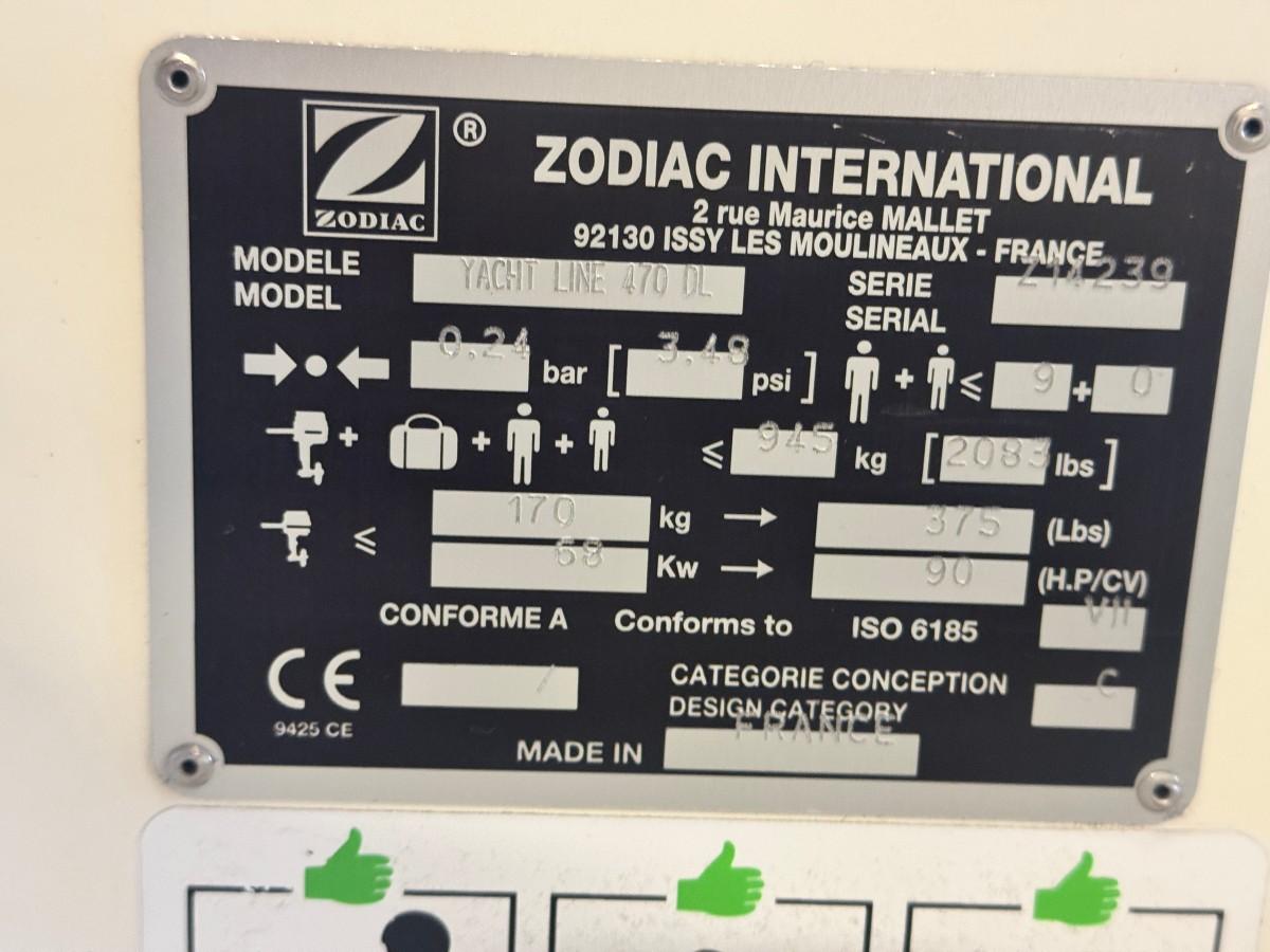 Zodiac YACHT LINE 470 DL RIB /m 75HK Evinrude med 2017 Tysse båthenger