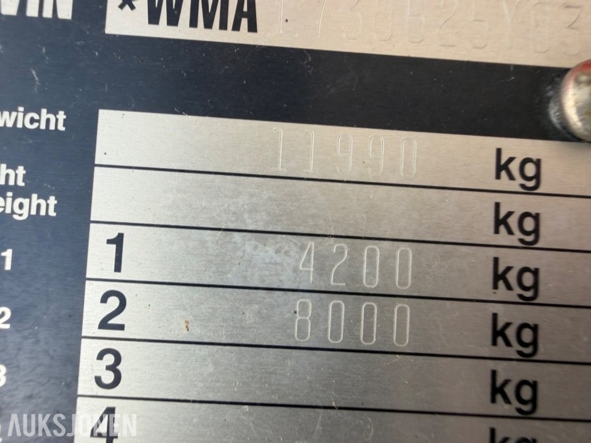 1998 mod. MAN 12.224llc, bergningsbil. 4775 kg. nyttelast
