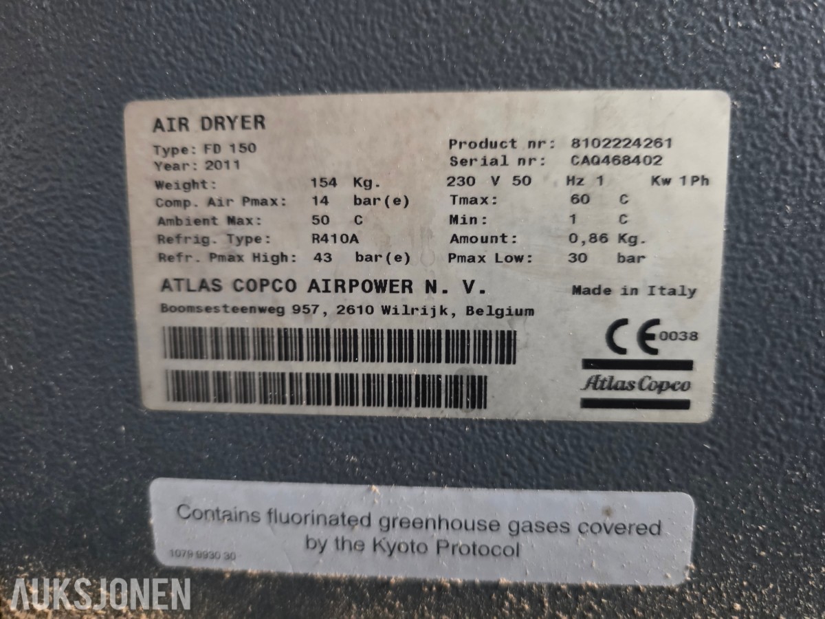 2011 Atlas Copco kjøletørke FD150