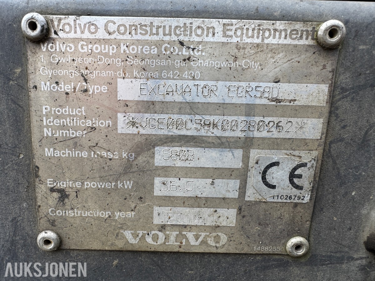 2014 Volvo ECR58D TILTROTATOR 4 SKUFFER