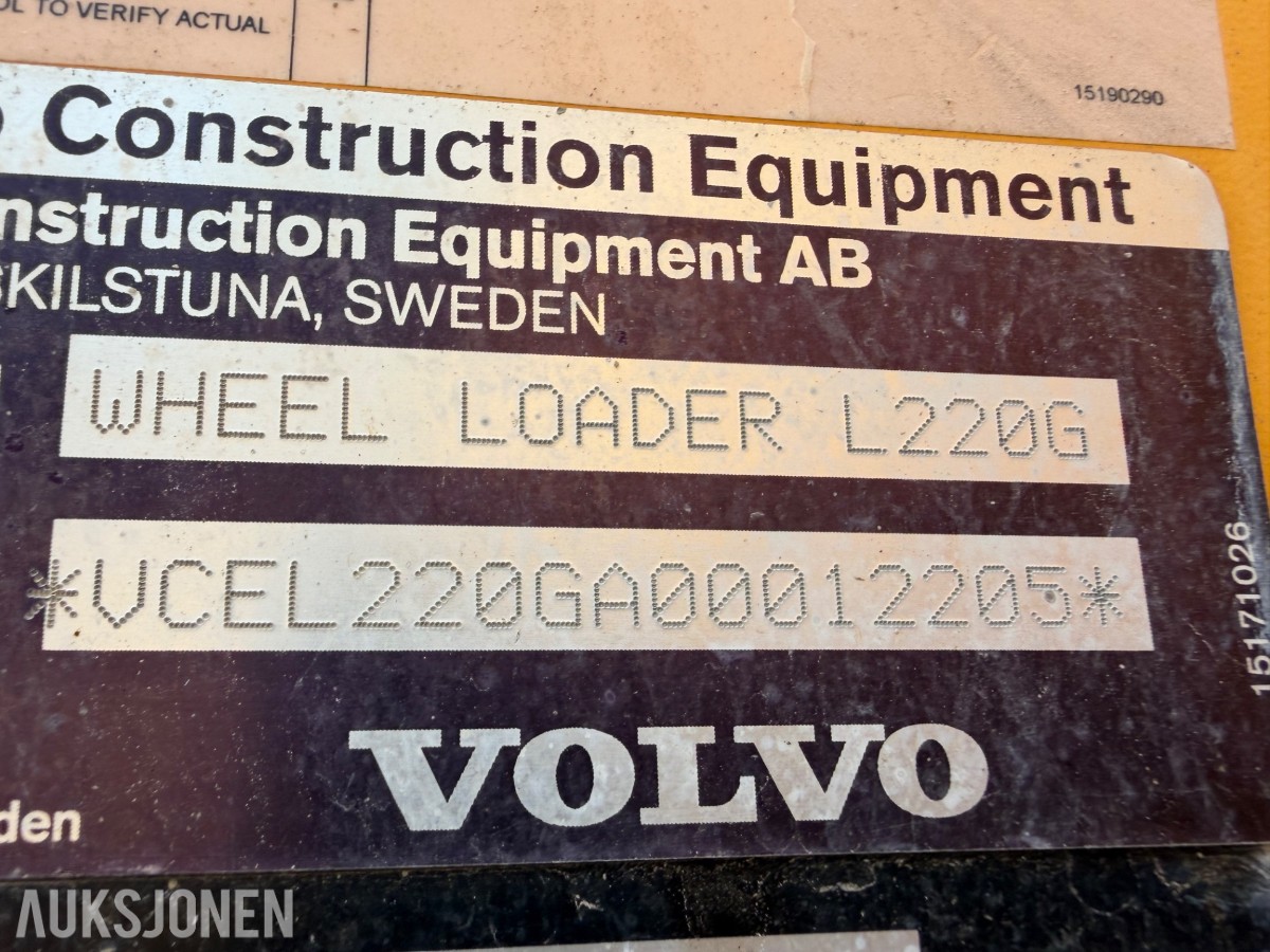 2011 mod. Volvo L220G Hjullaster. Sertifisert, Vekt m/skriver ++