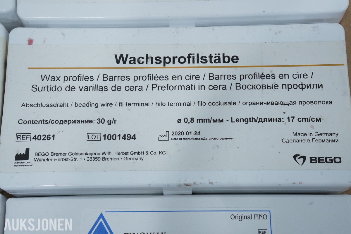 Tannlegeutstyr - Stort parti dentalteknisk forbruksmateriell og komponenter