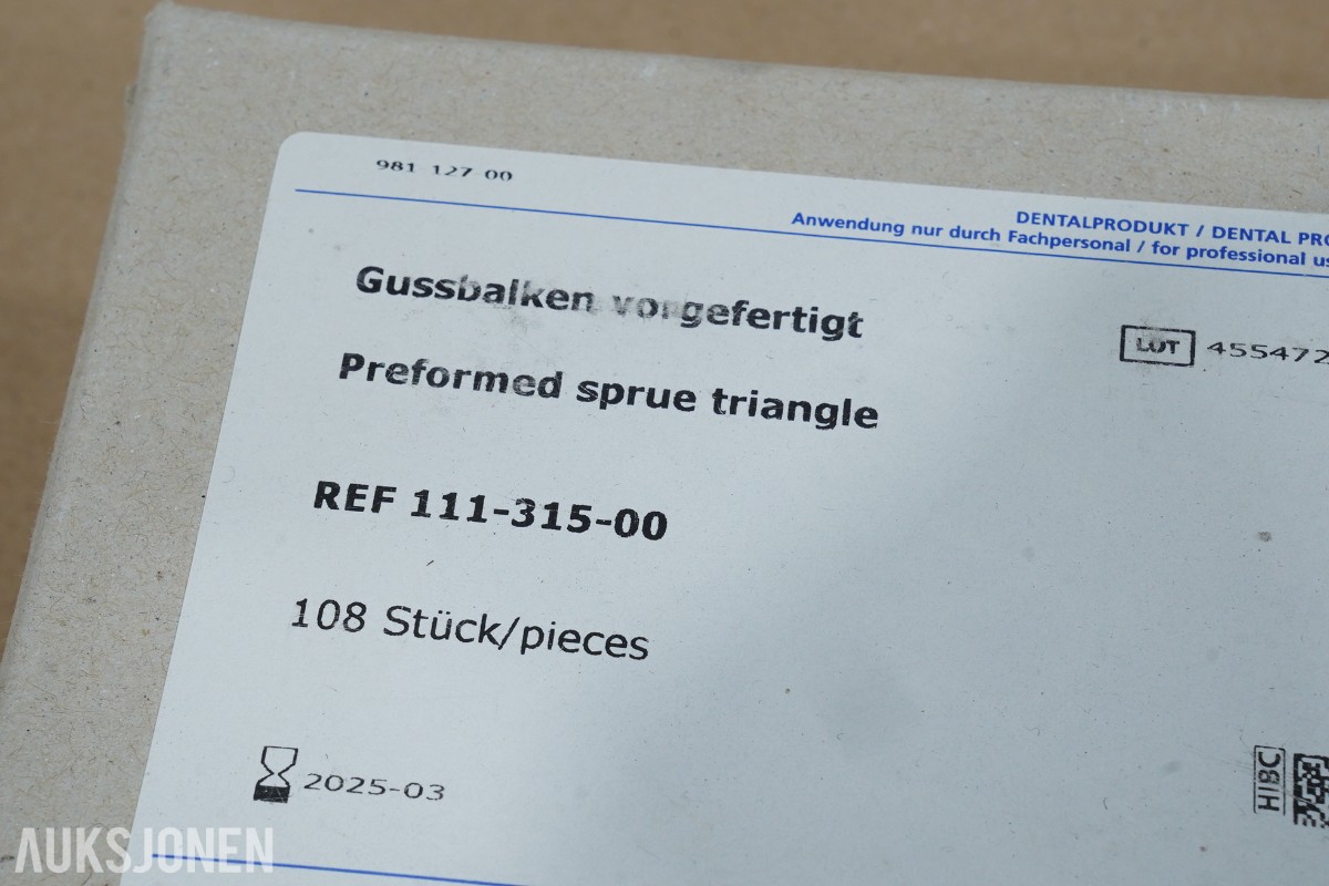 Tannlegeutstyr - Stort parti dentalteknisk forbruksmateriell og komponenter