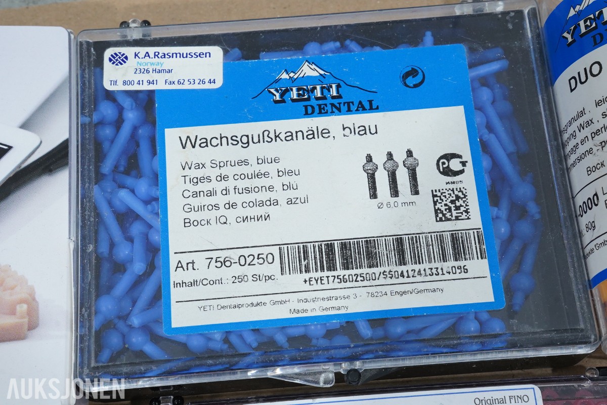Tannlegeutstyr - Stort parti dentalteknisk forbruksmateriell og komponenter