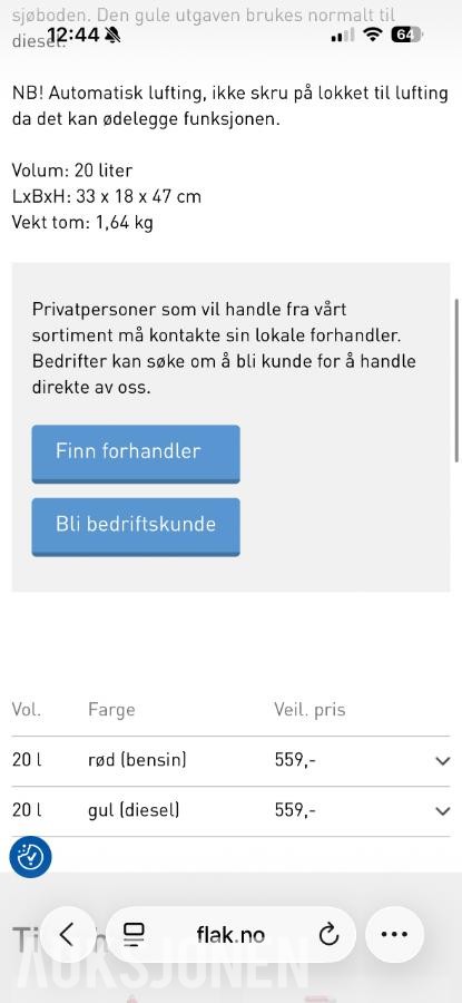 2026 Scepter bensinkanne 20L 2stk Nye! 