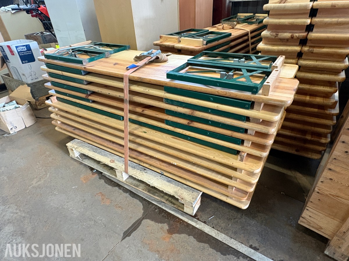5 festivalbord med 10 benker – sammenleggbare, 180 cm