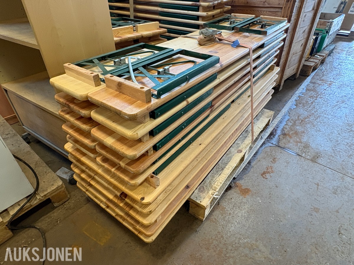 5 festivalbord med 10 benker – sammenleggbare, 180 cm