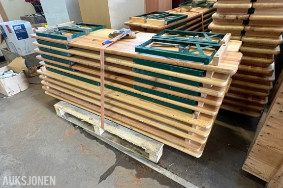 5 festivalbord med 10 benker – sammenleggbare, 180 cm