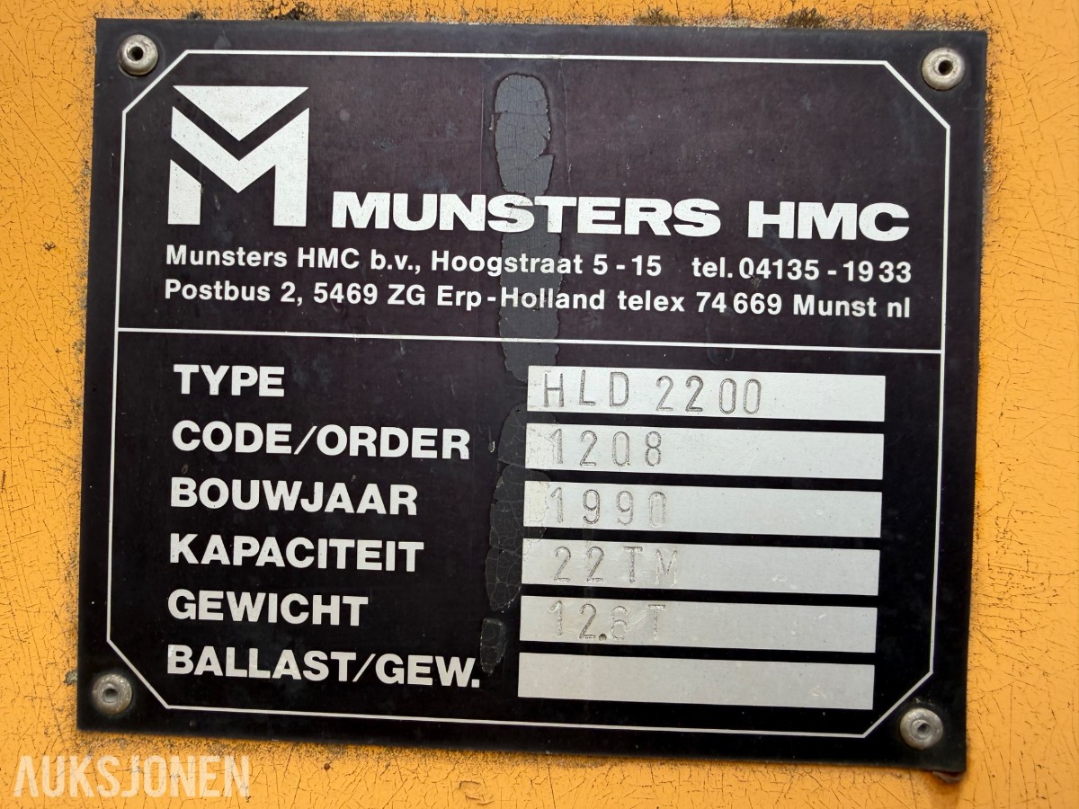 1990 mod. Moelven Munsters HLD 2200 kran m/roterende gripeskuffe