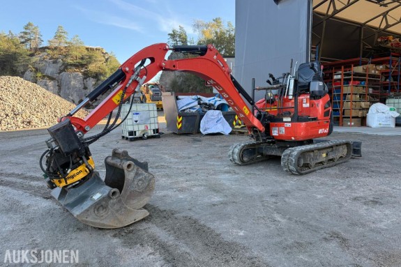 2021 Kubota U17-3 minigraver – kun 931 timer – Engcon rototilt – S30 – 2 skuffer