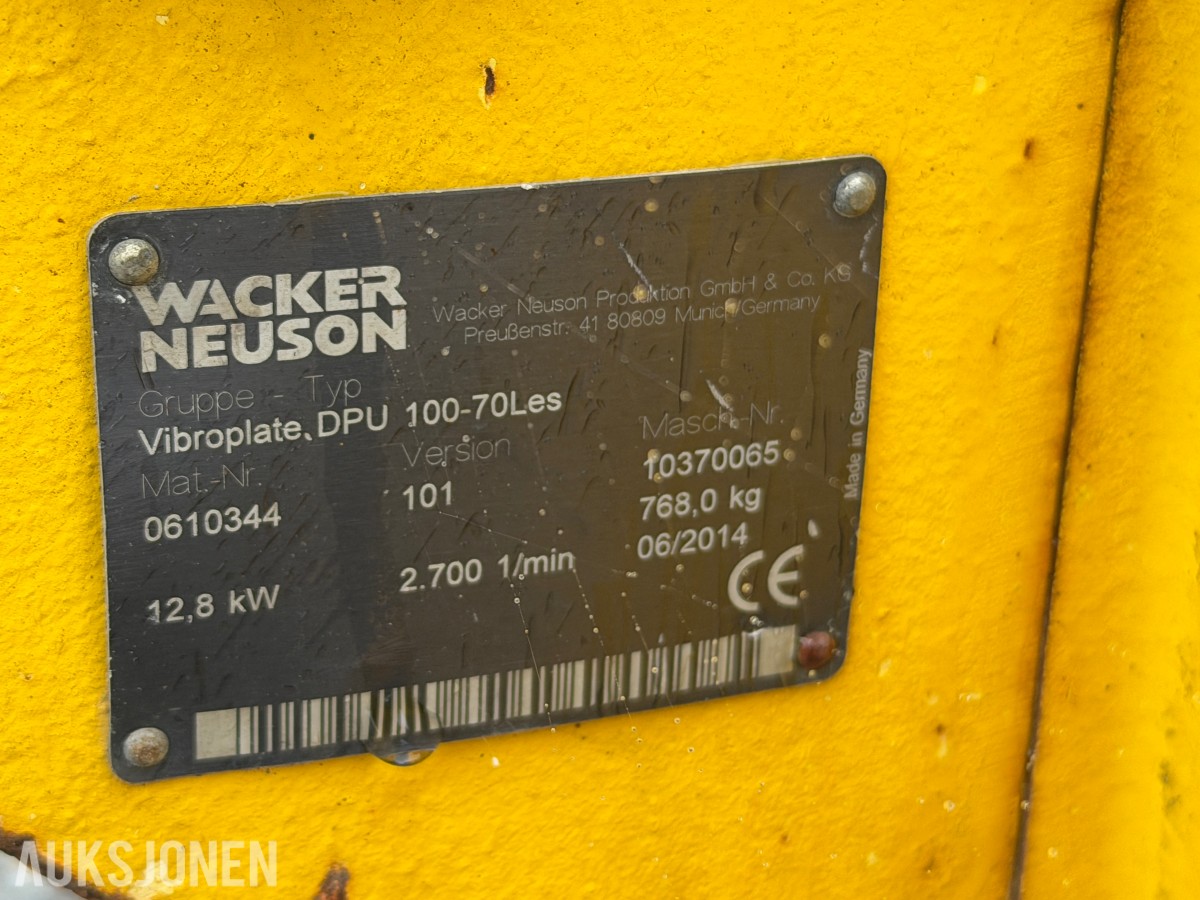 2014 Wacker Neuson Vibroplate DPU 100-70Les _/ 768 kilo