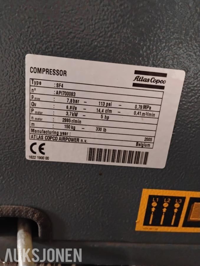 2005 Atlas Copco kompressor SF 4 FF