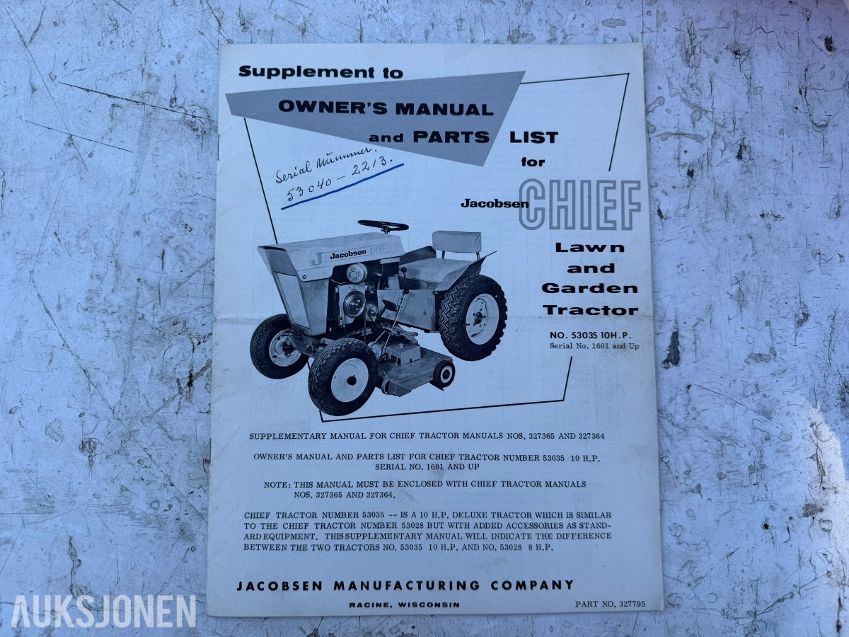 1964 Jacobsen Chief hagetraktor med Atlas Copco luftkompressor og tilhengere