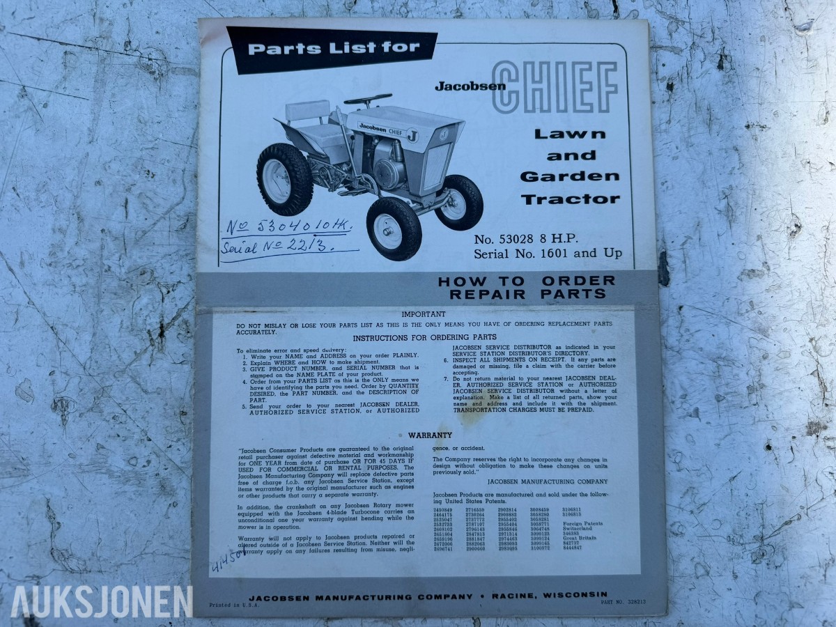 1964 Jacobsen Chief hagetraktor med Atlas Copco luftkompressor og tilhengere