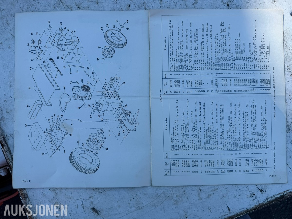 1964 Jacobsen Chief hagetraktor med Atlas Copco luftkompressor og tilhengere